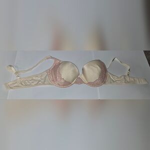 Wonderbra Ivory & Pink Padded Bra, Size 38C, Excellent Condition
